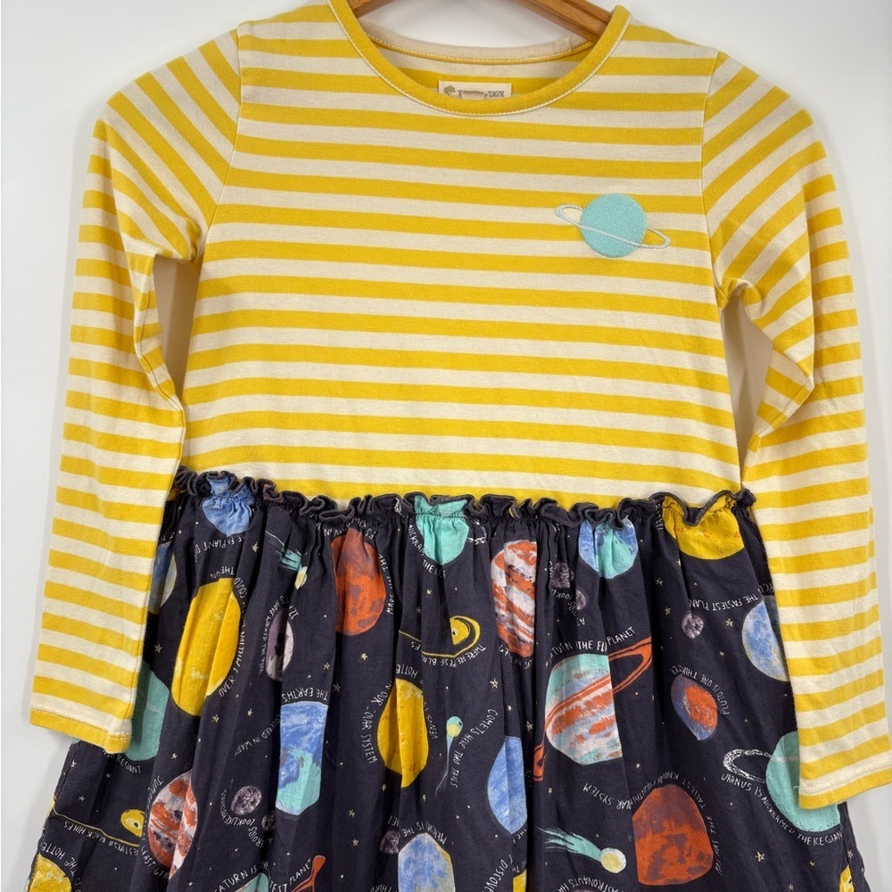 Tucker + Tate Yellow Striped Space Celestial Ruffle Dress - Girl’s Size 7 - Picture 2 of 8